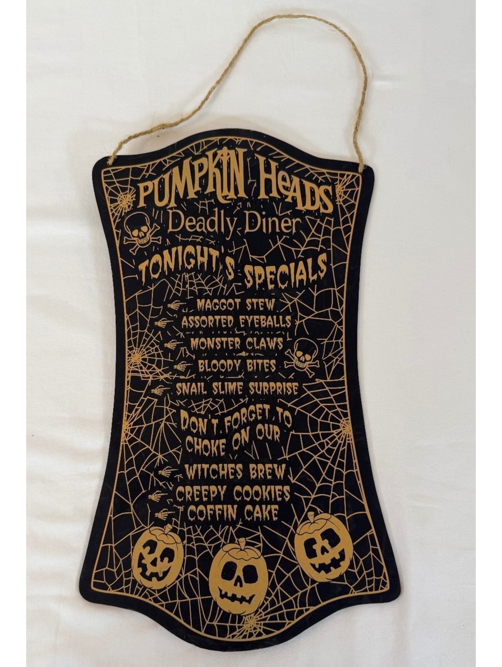 Halloween Pumpkin Heads Deadly Diner Hanging Sign